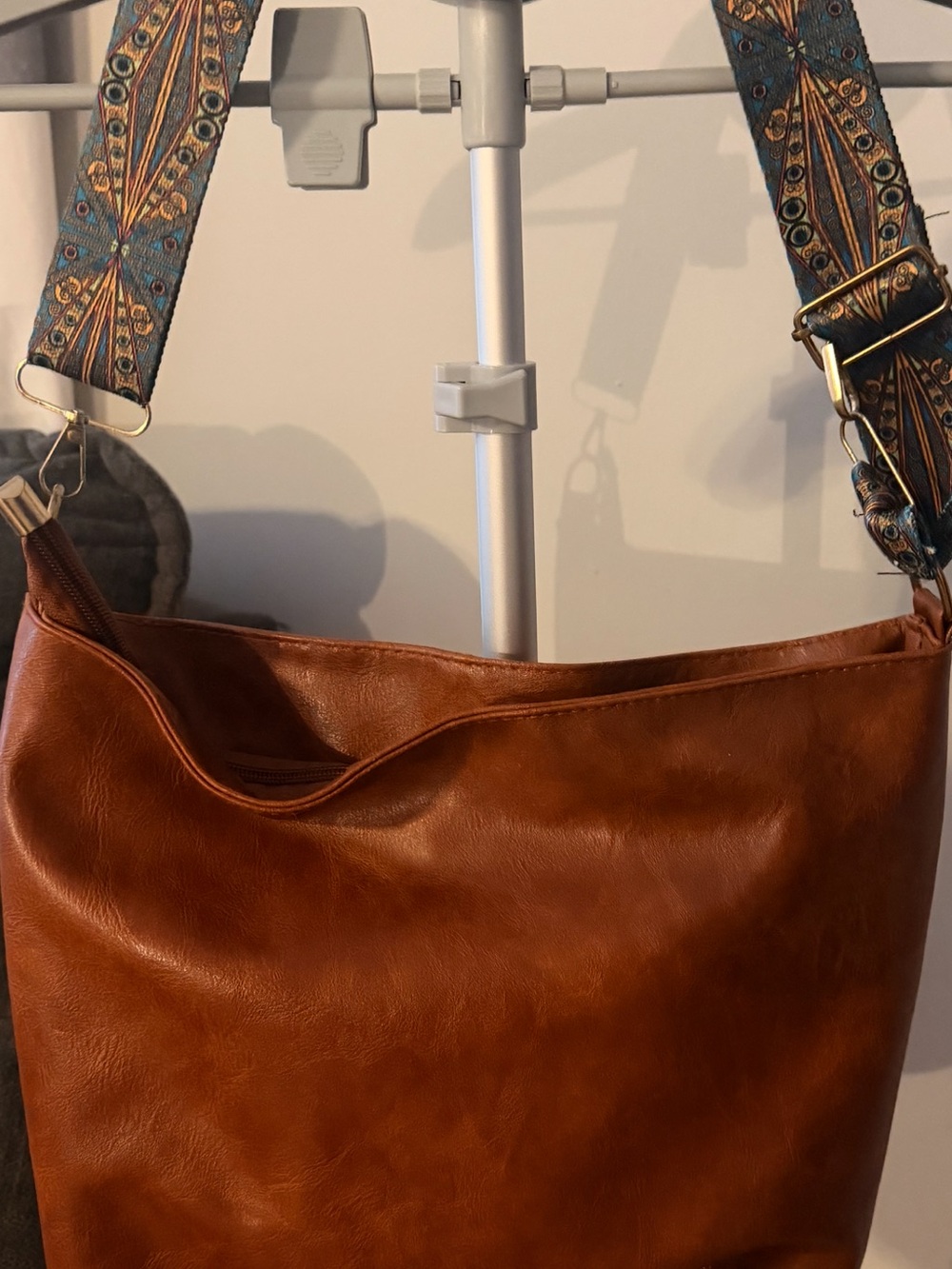 Shein Brown Vintage Retro Crossbody, Casual Shoulder purse with aqua strap - Picture 3 of 8